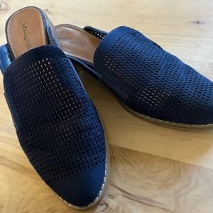 Navy Blue Perforated Mule Slip on Backless loafer